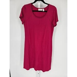 Chico's Pink Rayon Blend Scoop-Neck Short Sleeve Tunic T-Shirt Dress Size 1